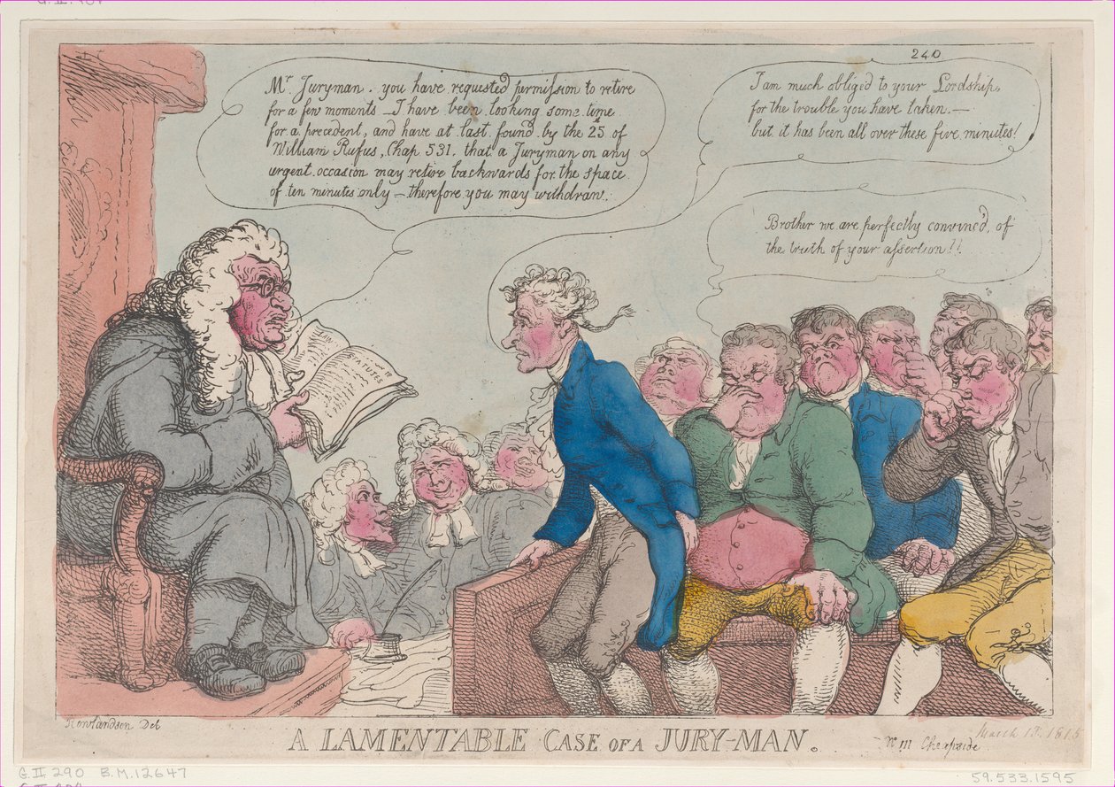 Um caso lamentável de um jurado, 10 de março de 1815., 10 de março de 1815. de Thomas Rowlandson