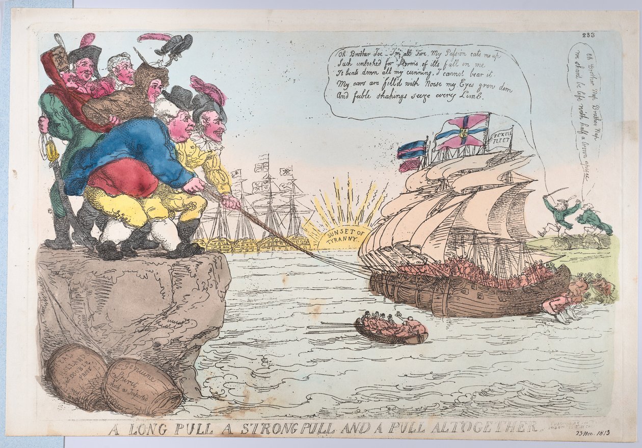 Uma Puxada Longa Uma Puxada Forte e uma Puxada Juntos, 25 de novembro de 1813., 25 de novembro de 1813. de Thomas Rowlandson