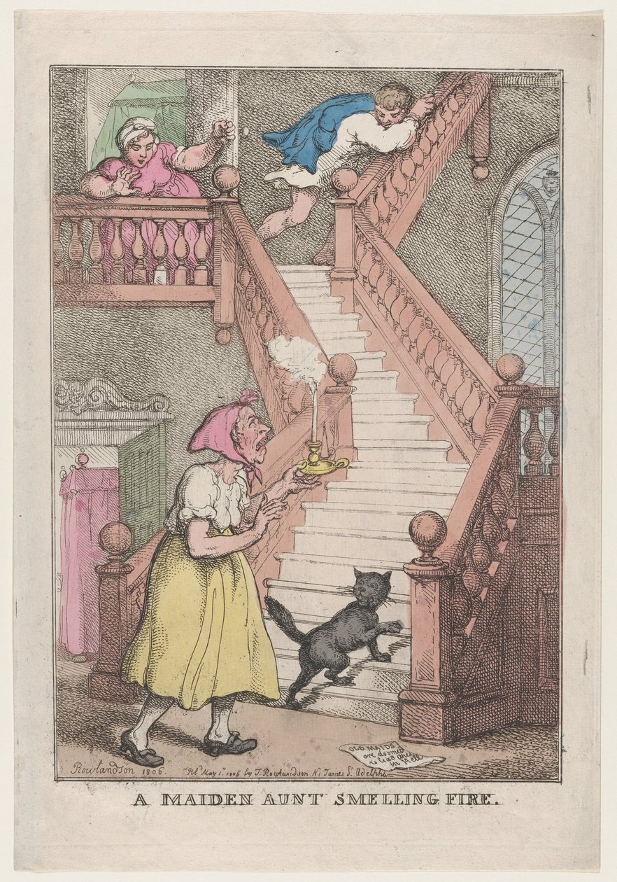 A Maiden Tia Smelling Fire, 4 de maio de 1806., 4 de maio de 1806. de Thomas Rowlandson