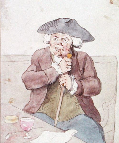 Um homem sentado numa Taberna (caneta, tinta castanha e aguarela sobre papel) de Thomas Rowlandson
