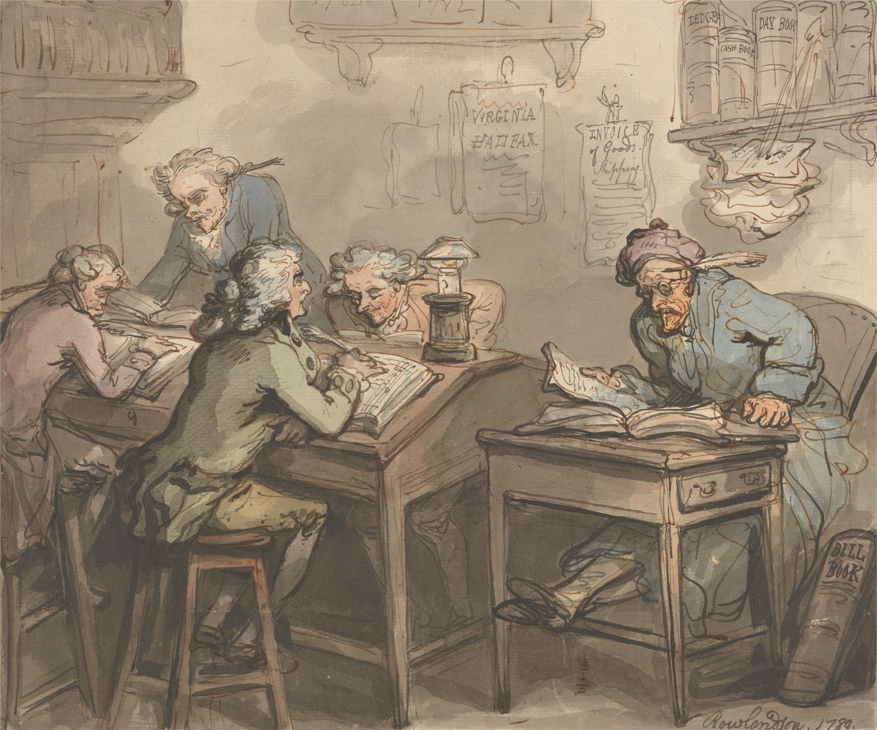 O escritório de um comerciante de Thomas Rowlandson