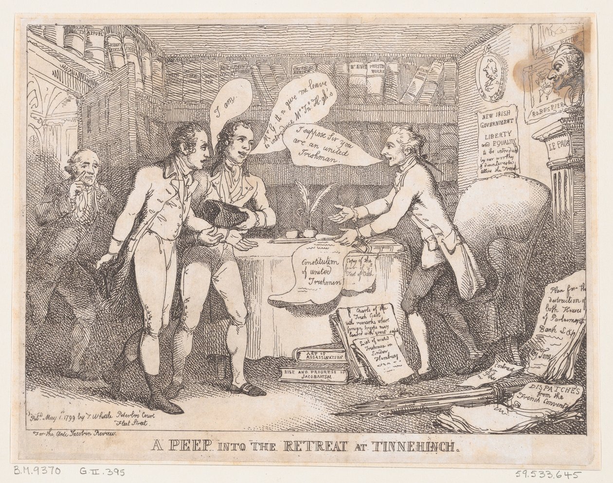 A Peep into the Retreat at Tinnechurch United Irish, 1 de maio de 1799., 1 de maio de 1799. de Thomas Rowlandson