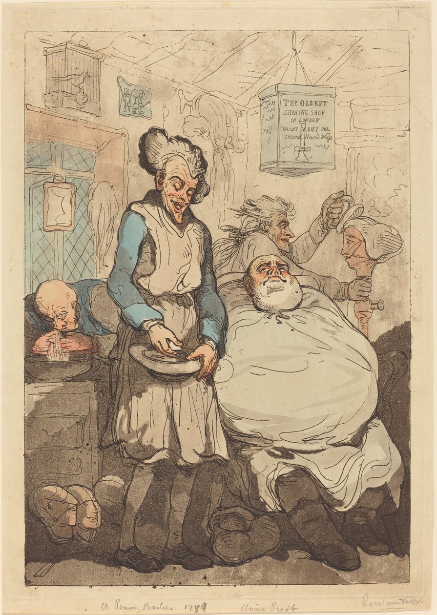 Um barbeiro de um centavo de Thomas Rowlandson