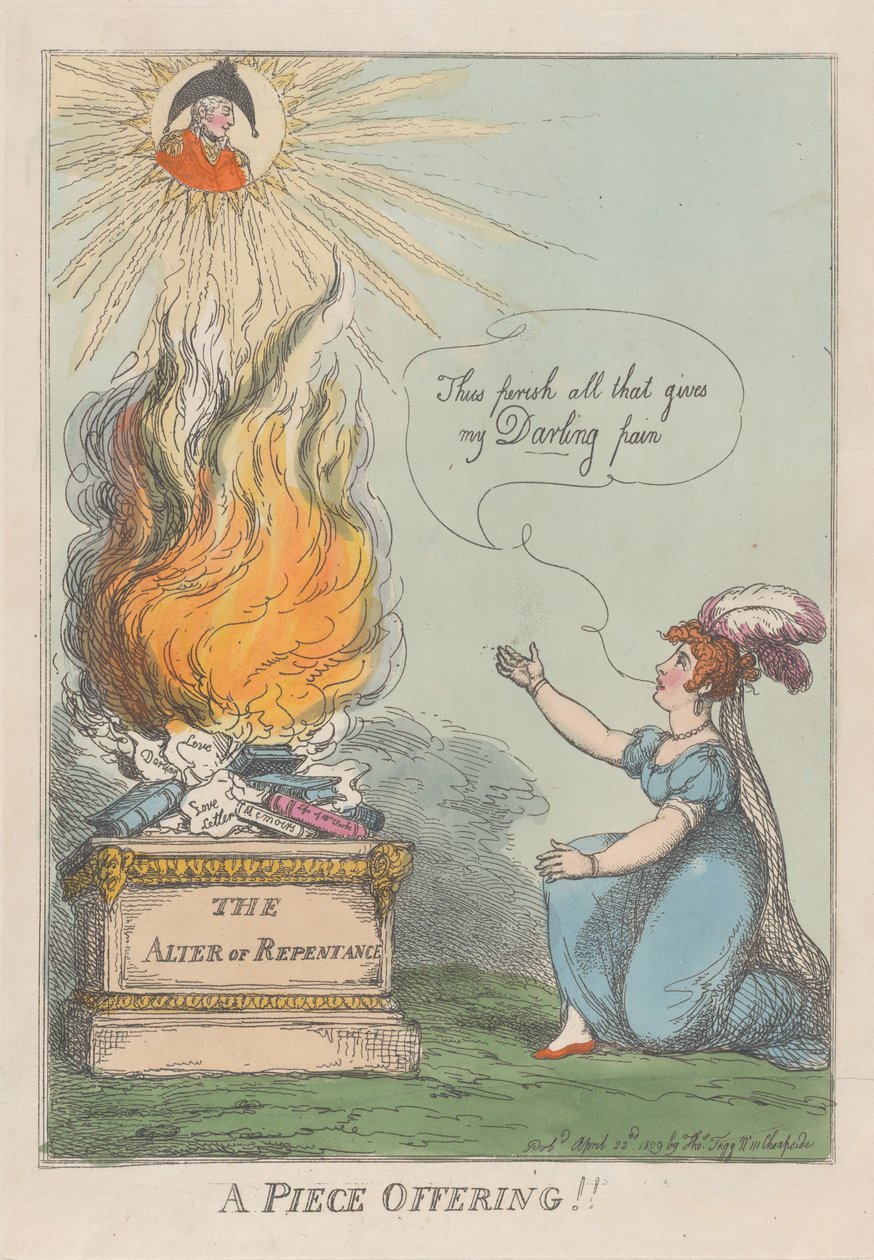 Oferta de uma peça!! Memórias, Vida, Cartas etc. de M. A. Clarke, 22 de abril de 1809., 22 de abril de 1809. de Thomas Rowlandson