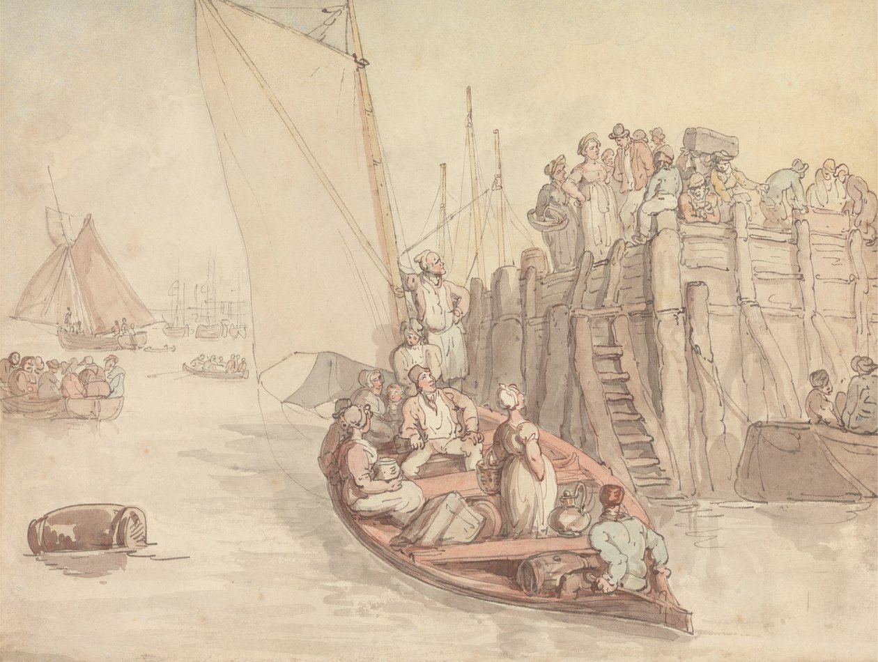 Um Cais em Amesterdão (Versão A) de Thomas Rowlandson