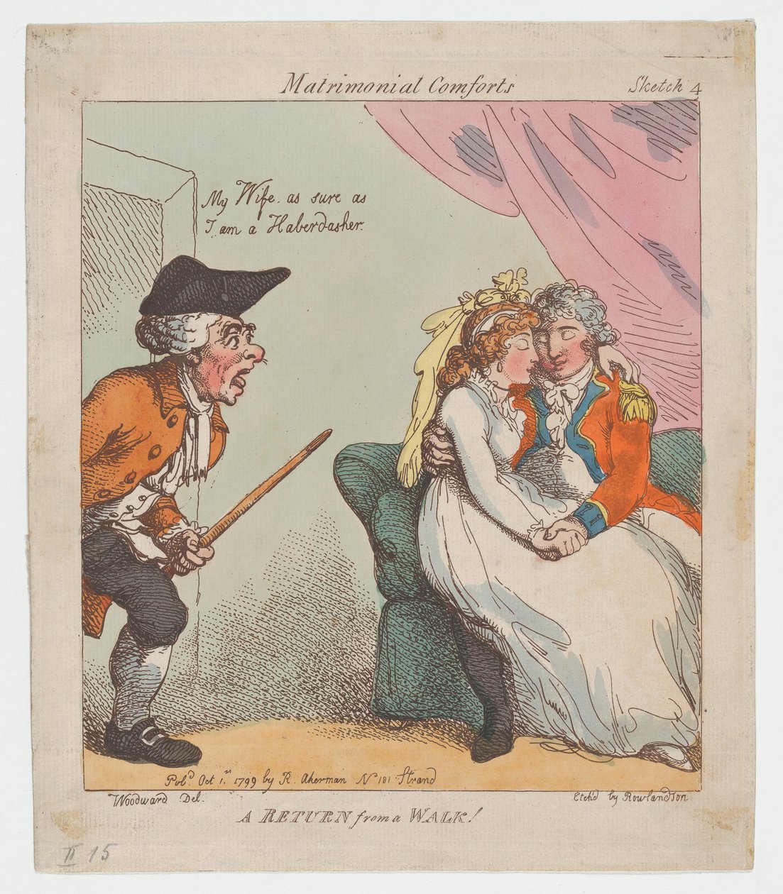 A Return from a Walk, 1º de outubro de 1799., 1º de outubro de 1799. de Thomas Rowlandson