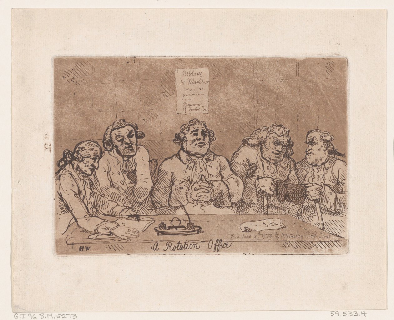 Um escritório de rotação, 8 de junho de 1774., 8 de junho de 1774. de Thomas Rowlandson