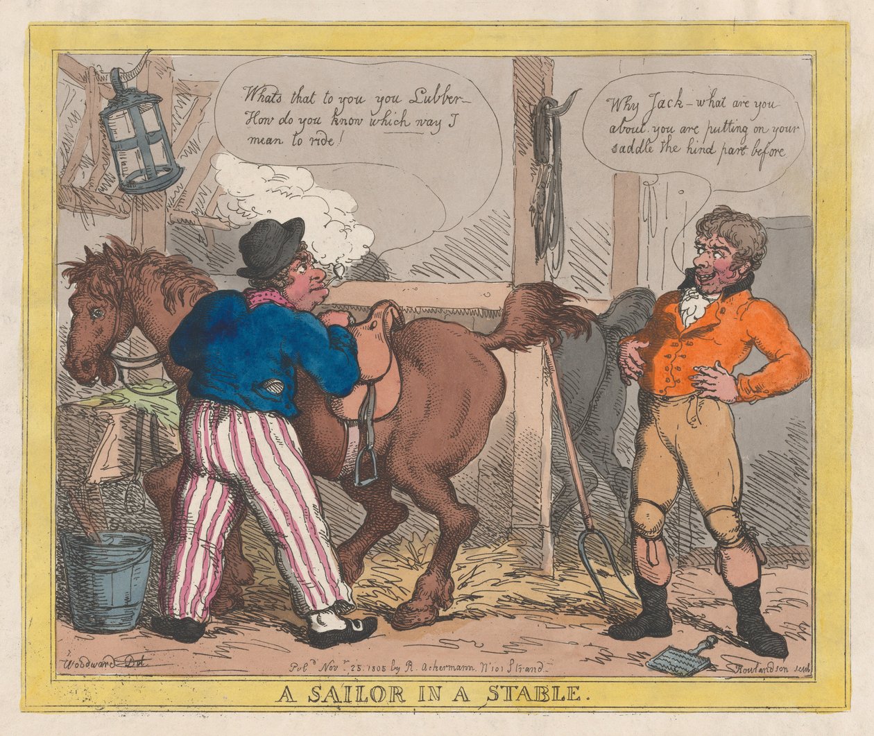 Um marinheiro em um estábulo, 25 de novembro de 1805., 25 de novembro de 1805. de Thomas Rowlandson