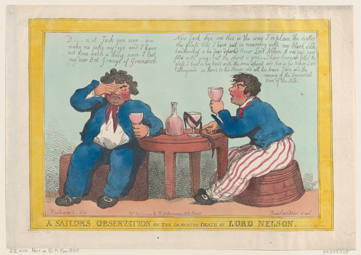 Observação de um marinheiro sobre a morte lamentada de Lord Nelson, 3 de dezembro de 1805., 3 de dezembro de 1805. de Thomas Rowlandson
