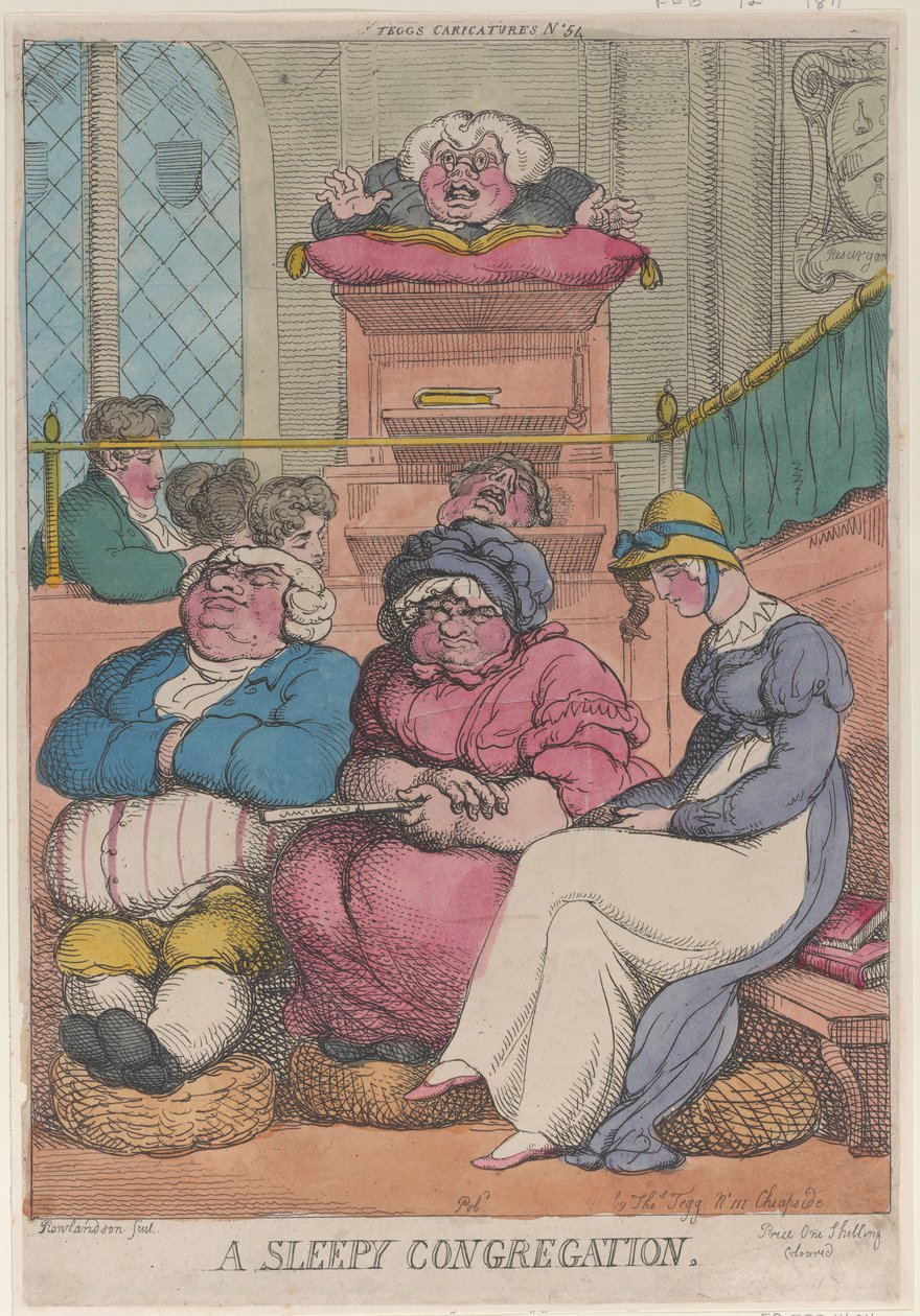 Uma Congregação Sonolenta, 12 de fevereiro de 1811., 12 de fevereiro de 1811. de Thomas Rowlandson