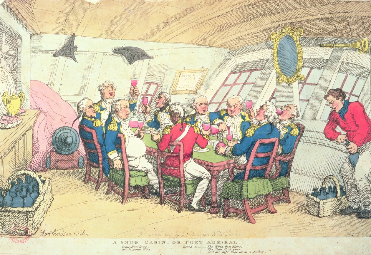 A Snug Cabin ou Port Admiral (gravura colorida) de Thomas Rowlandson