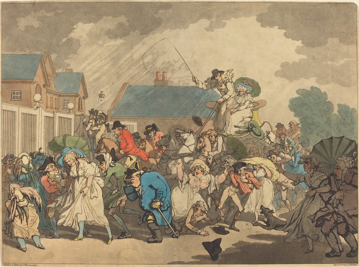 Uma tempestade no Hyde Park de Thomas Rowlandson