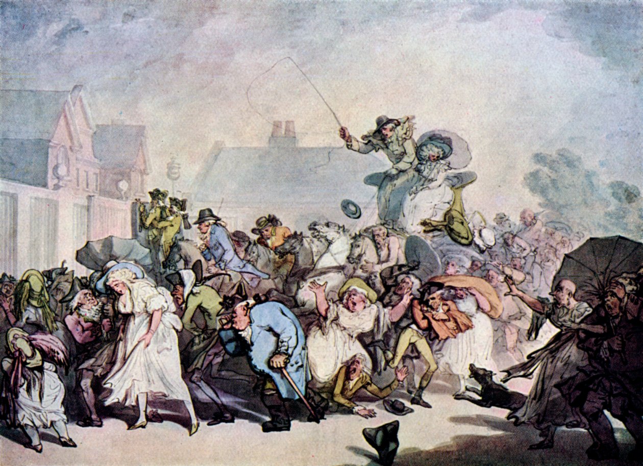 Uma tempestade em Hyde Park, 1791, 1929 de Thomas Rowlandson