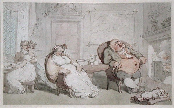 Um Beijo Roubado (aguarela sobre papel) de Thomas Rowlandson