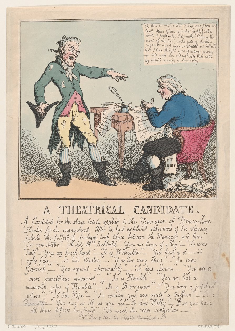 Um Candidato Teatral, 1797., 1797. de Thomas Rowlandson