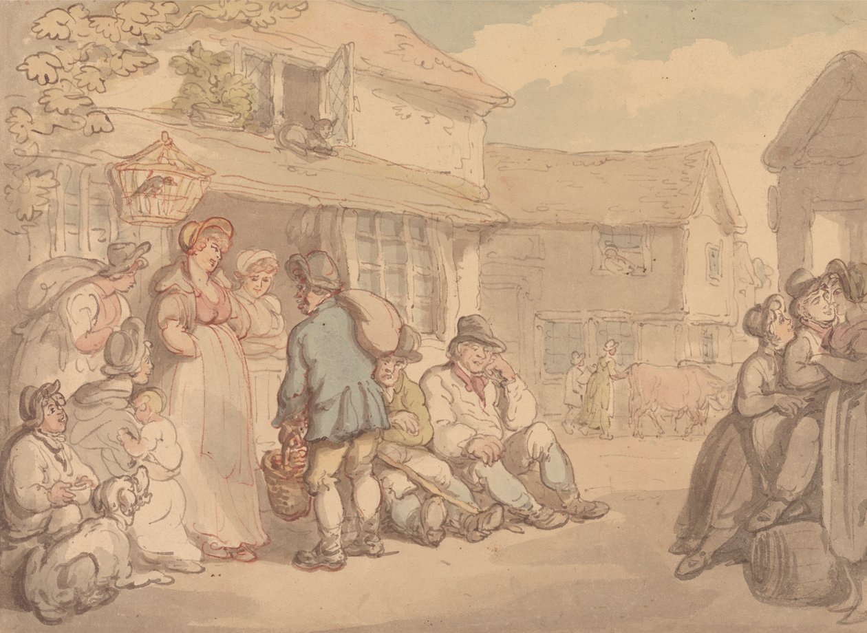 Uma Cena de Aldeia com Camponeses a Descansar de Thomas Rowlandson