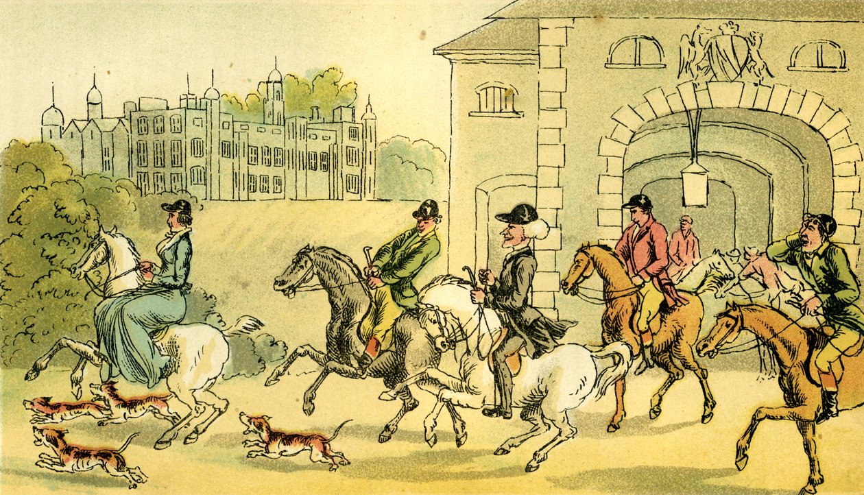 "Um nobre grupo de caça de Thomas Rowlandson
