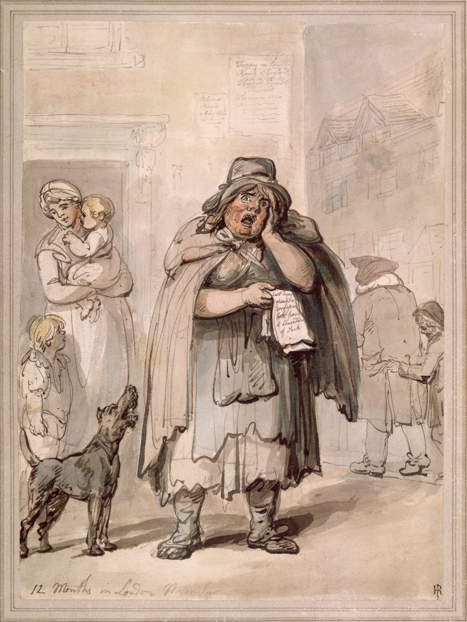 Um vendedor de rua em uma esquina, Londres de Thomas Rowlandson