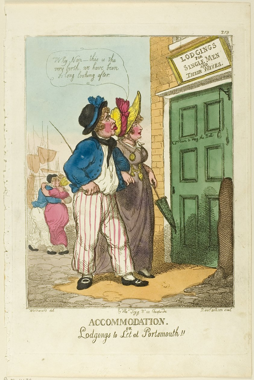 Alojamento, ou alojamentos para alugar Portsmouth de Thomas Rowlandson