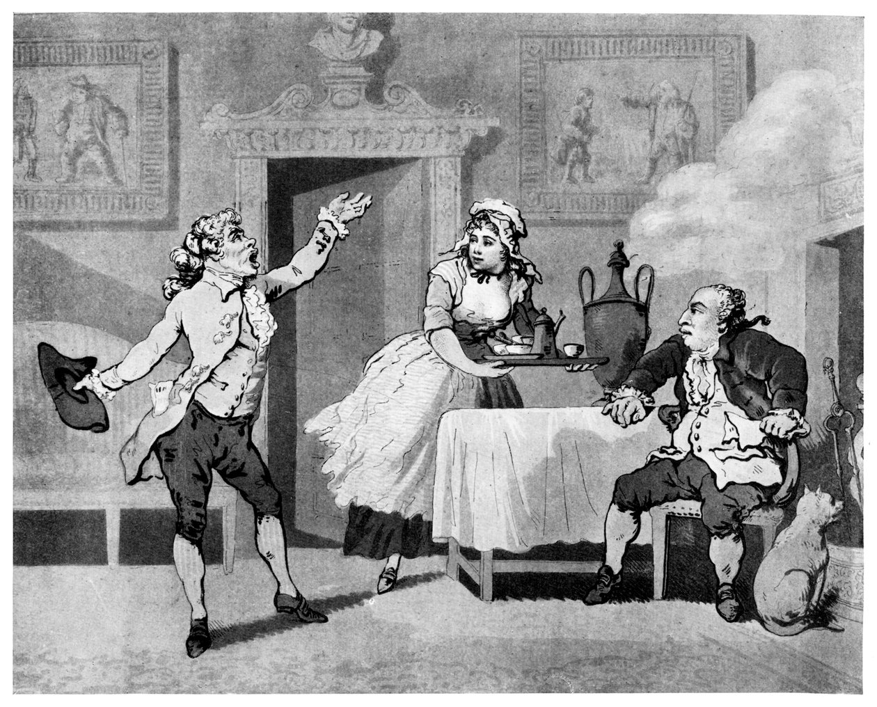 Ator recitando para um gerente, final do século XVIII. de Thomas Rowlandson