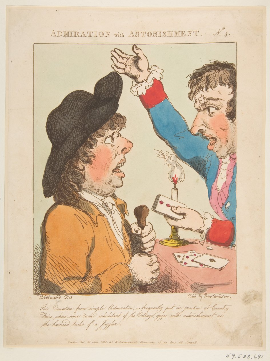 Admiração com espanto Le Brun Travested, ou Caricaturas das Paixões, 21 de janeiro de 1800. de Thomas Rowlandson