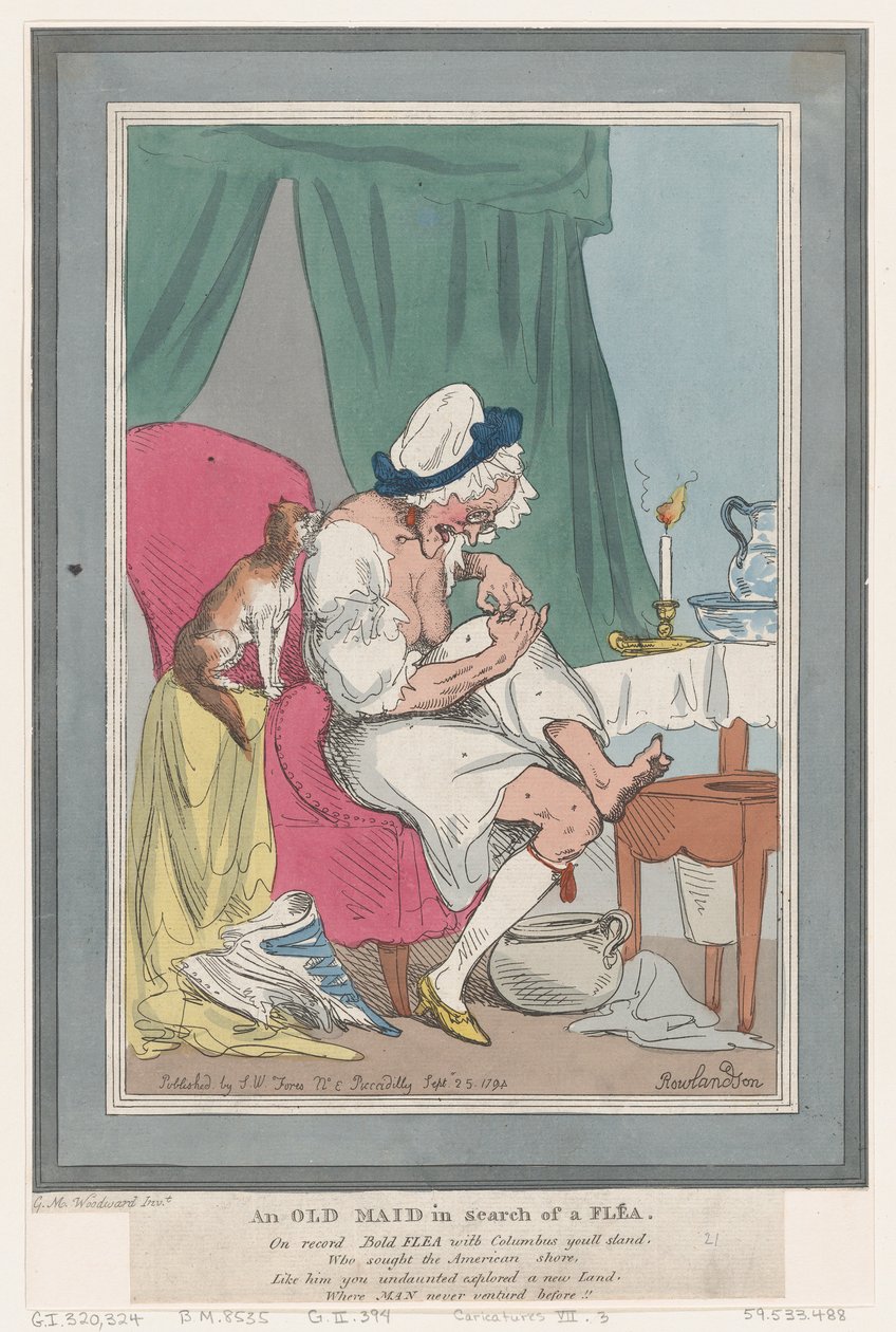 Uma velha empregada em busca de uma pulga, 25 de setembro de 1794., 25 de setembro de 1794. de Thomas Rowlandson