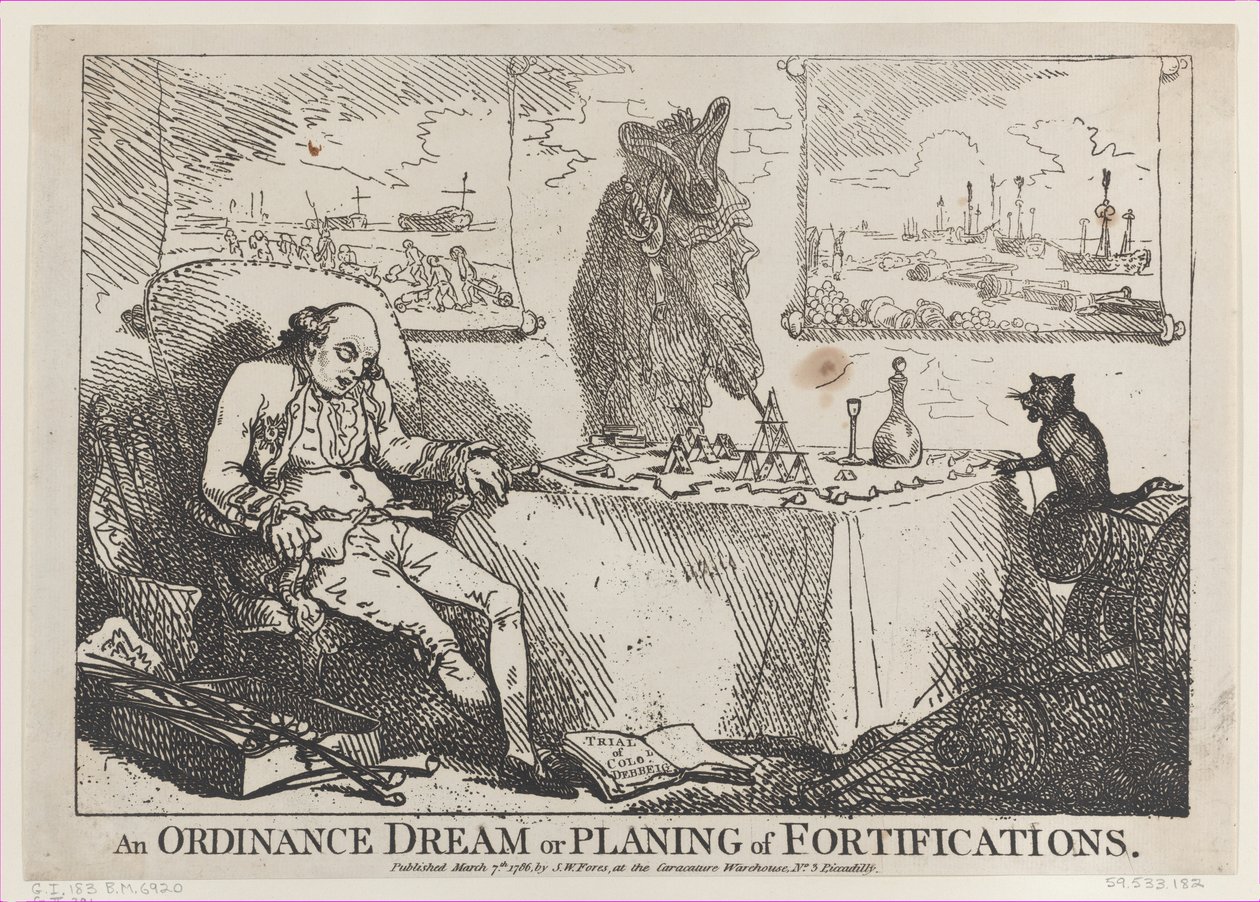 Um sonho de ordenança ou planejamento de fortificações, 7 de março de 1786., 7 de março de 1786. de Thomas Rowlandson
