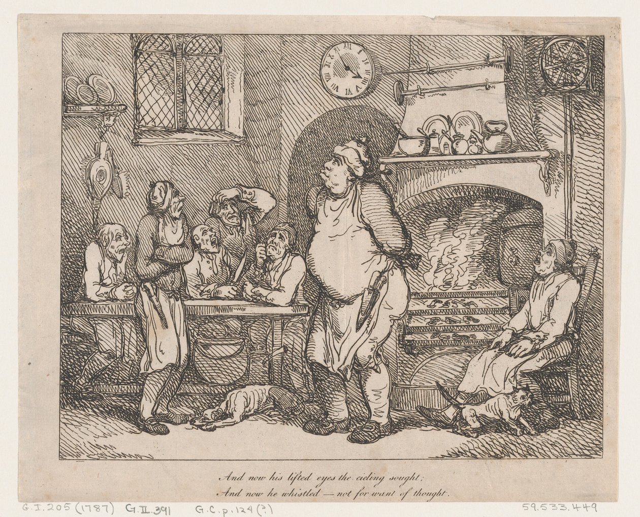 E agora os seus olhos, erguidos, procuravam o teto... de Thomas Rowlandson
