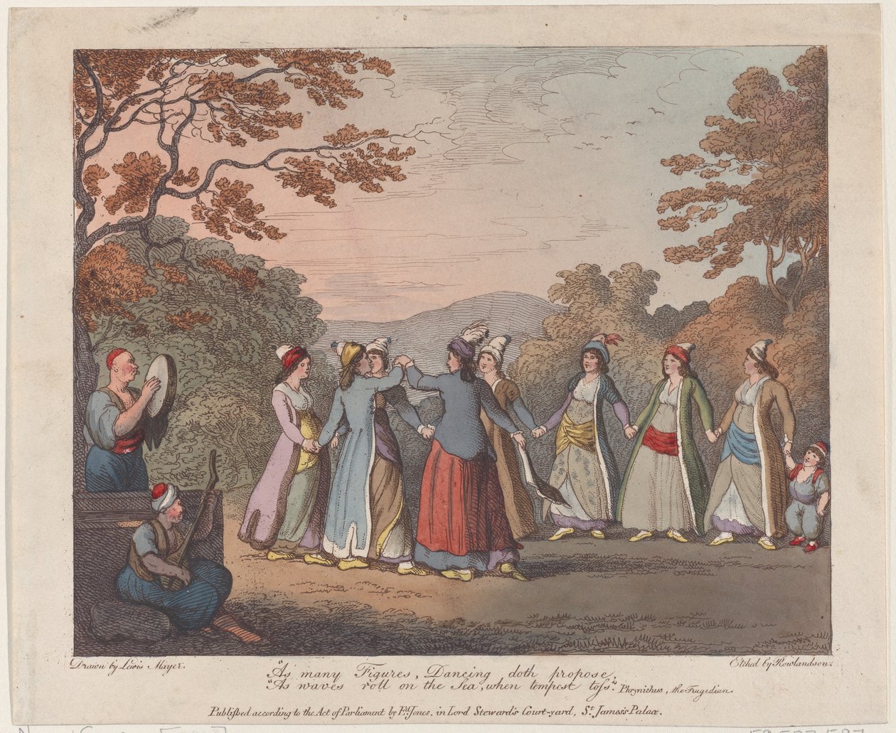 Quantas Figuras, a Dança propõe, Como as ondas rolam no Mar, quando a tempestade chega..., 31 de julho de 1804. de Thomas Rowlandson