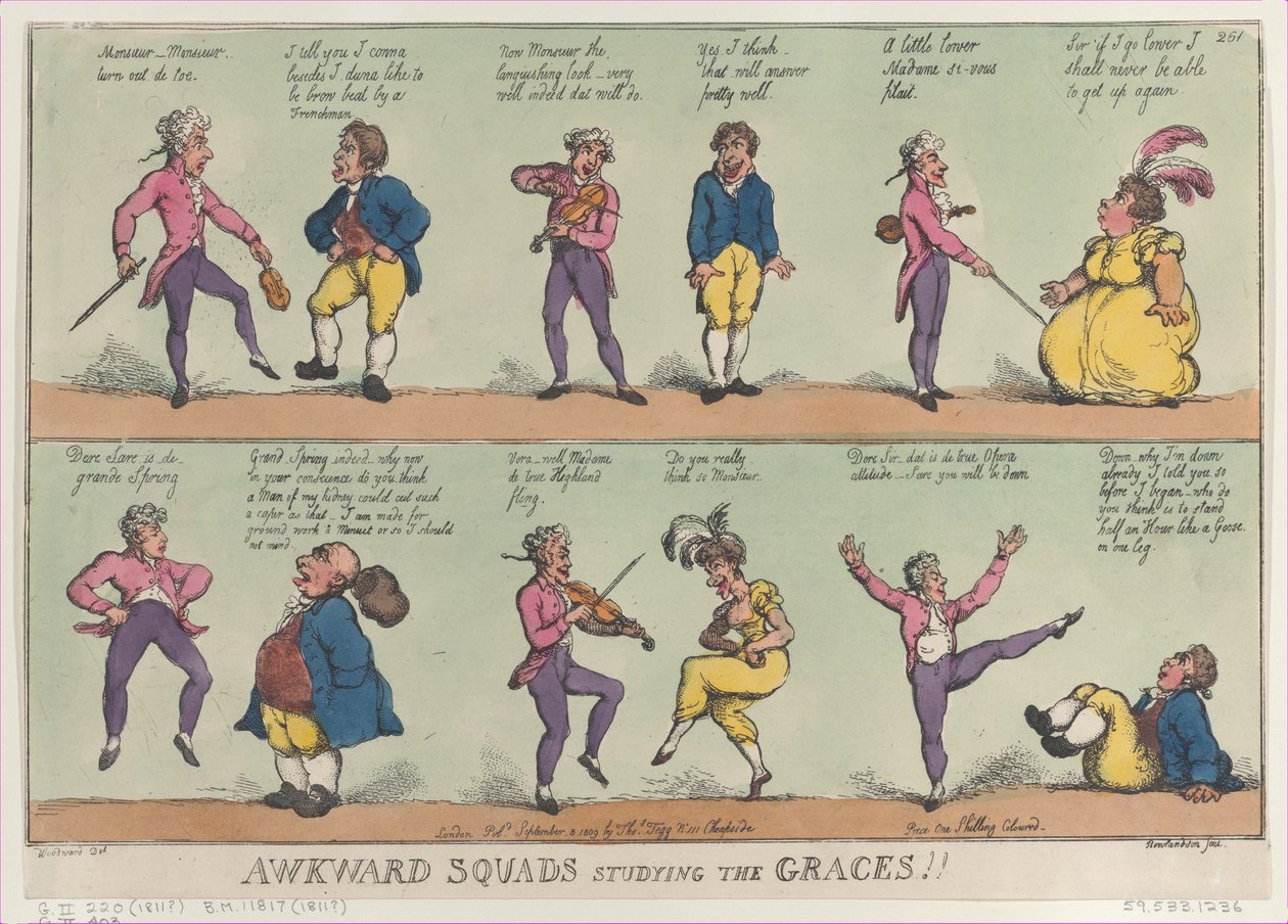 Esquadrões Estranhos Estudando as Graças!!, 29 de agosto de 1809., 29 de agosto de 1809. de Thomas Rowlandson