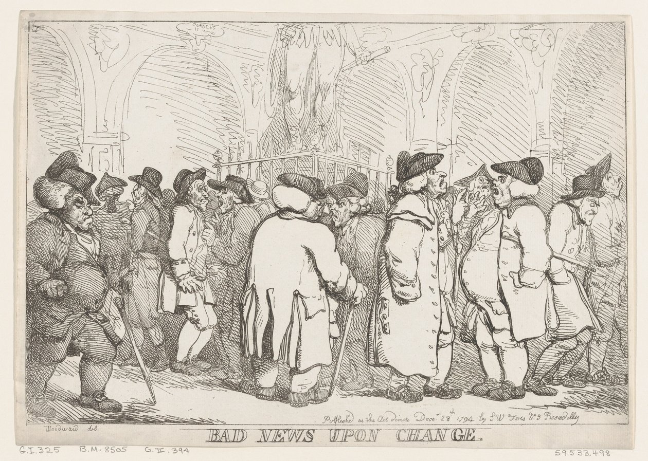 Bad News Upon Change, 28 de dezembro de 1794., 28 de dezembro de 1794. de Thomas Rowlandson