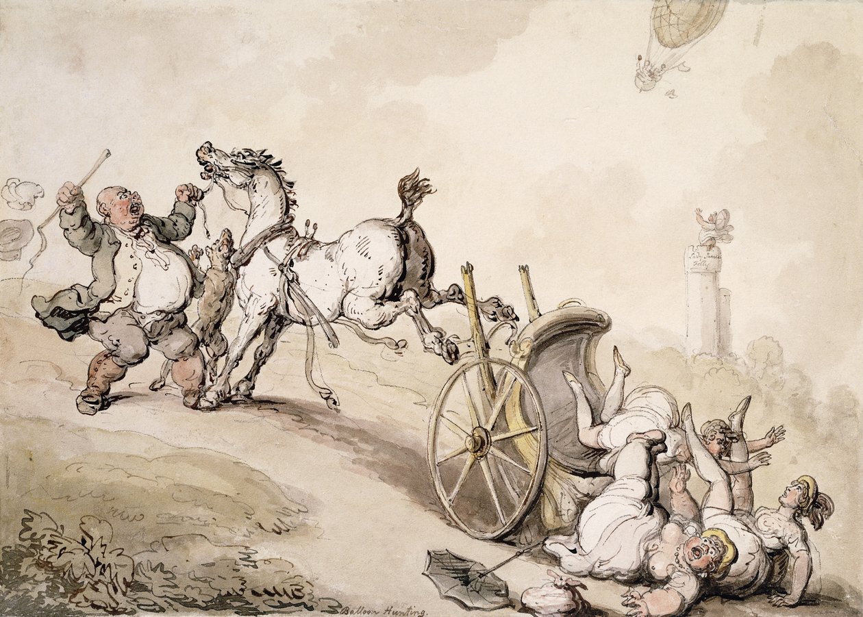 Caça de balão perto da loucura de Lady James, de Thomas Rowlandson