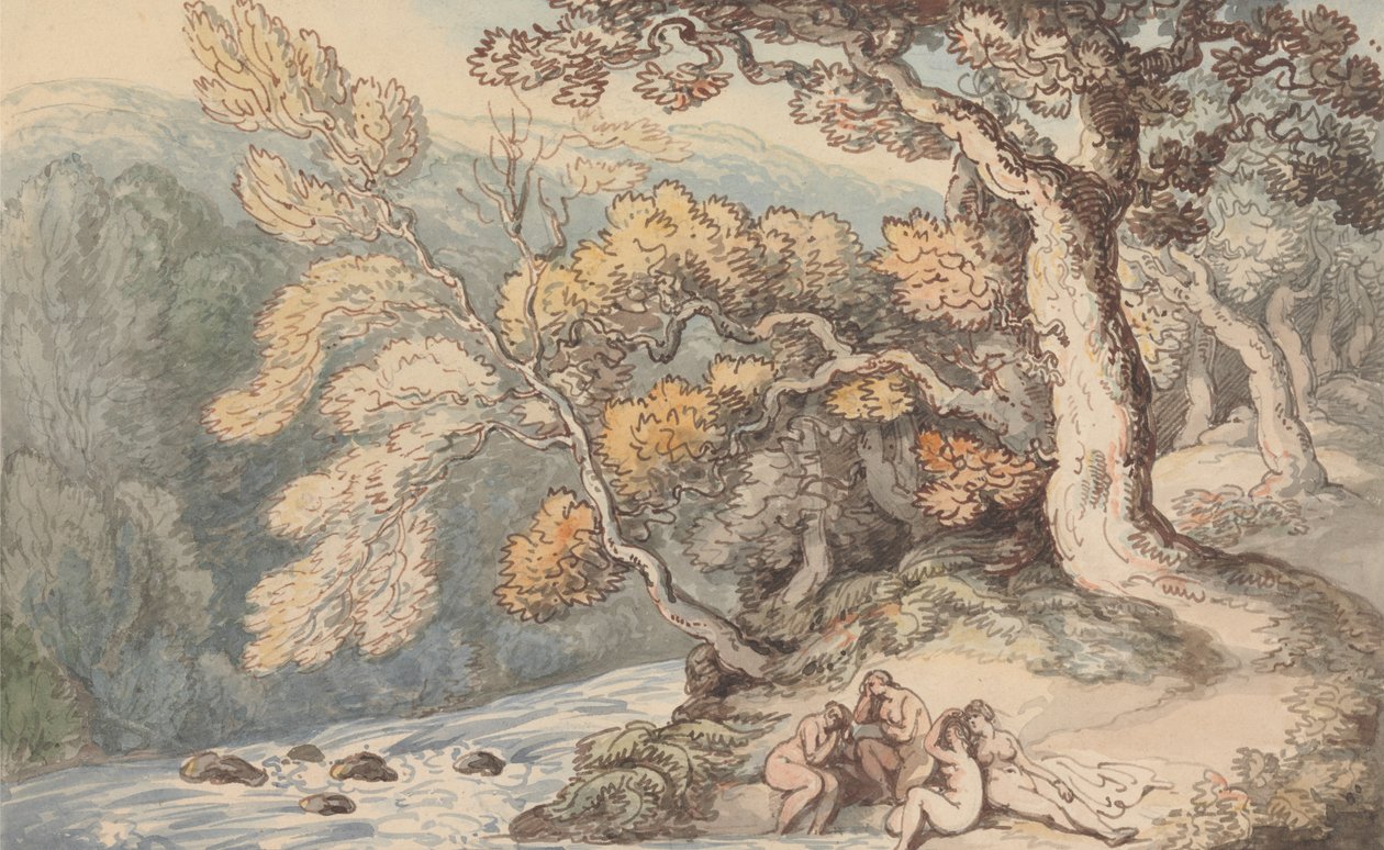 Banhistas numa paisagem de Thomas Rowlandson