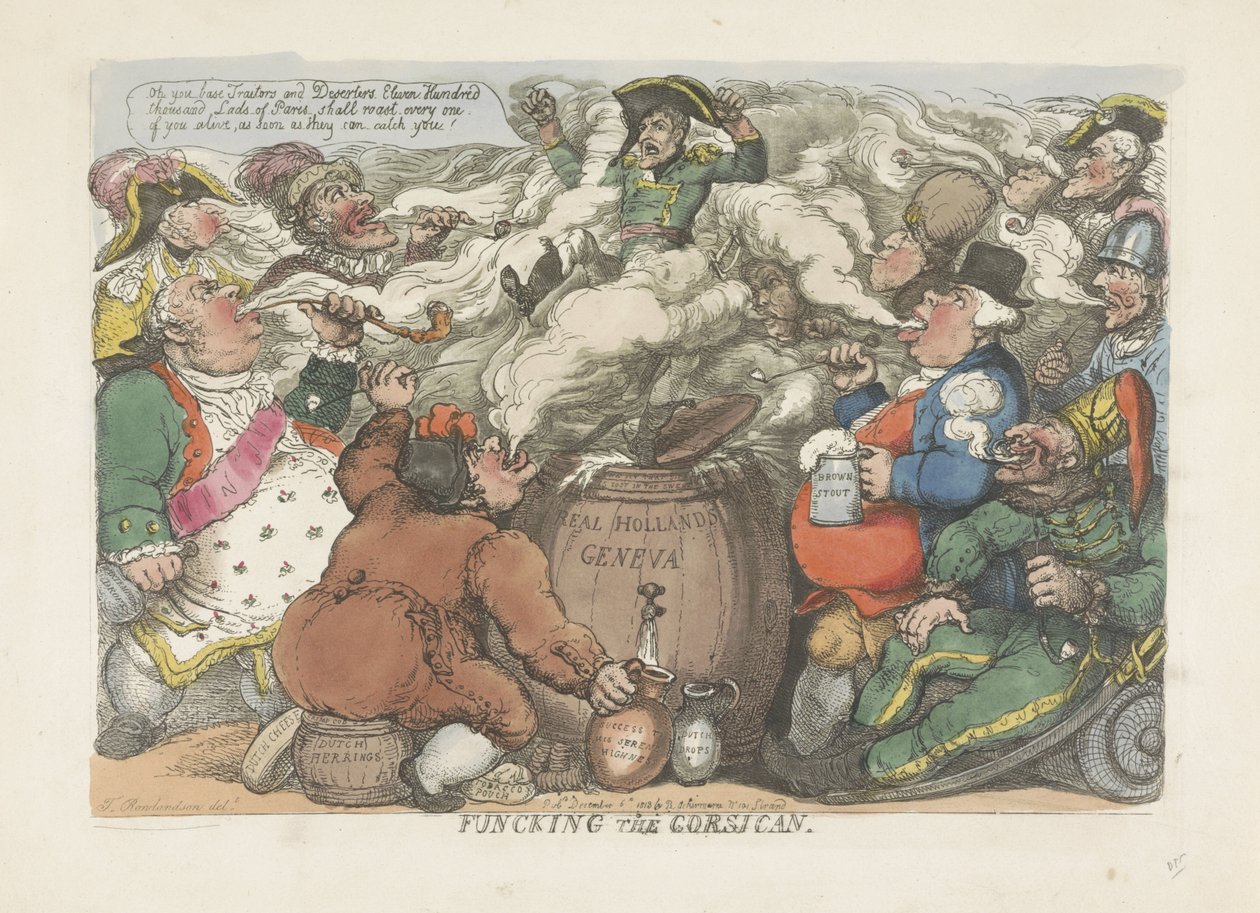 Beroking van de Corsicaan, 1813
Divertir o corso (título sobre o objecto) de Thomas Rowlandson