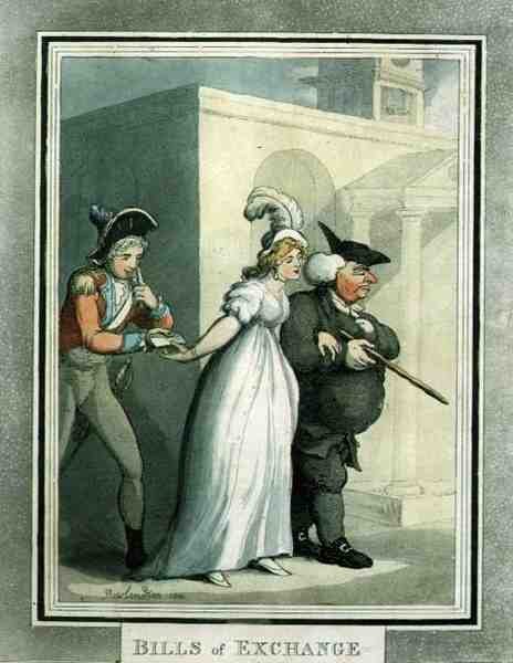 Letras de câmbio, pub. por Rudolph Ackermann de Thomas Rowlandson