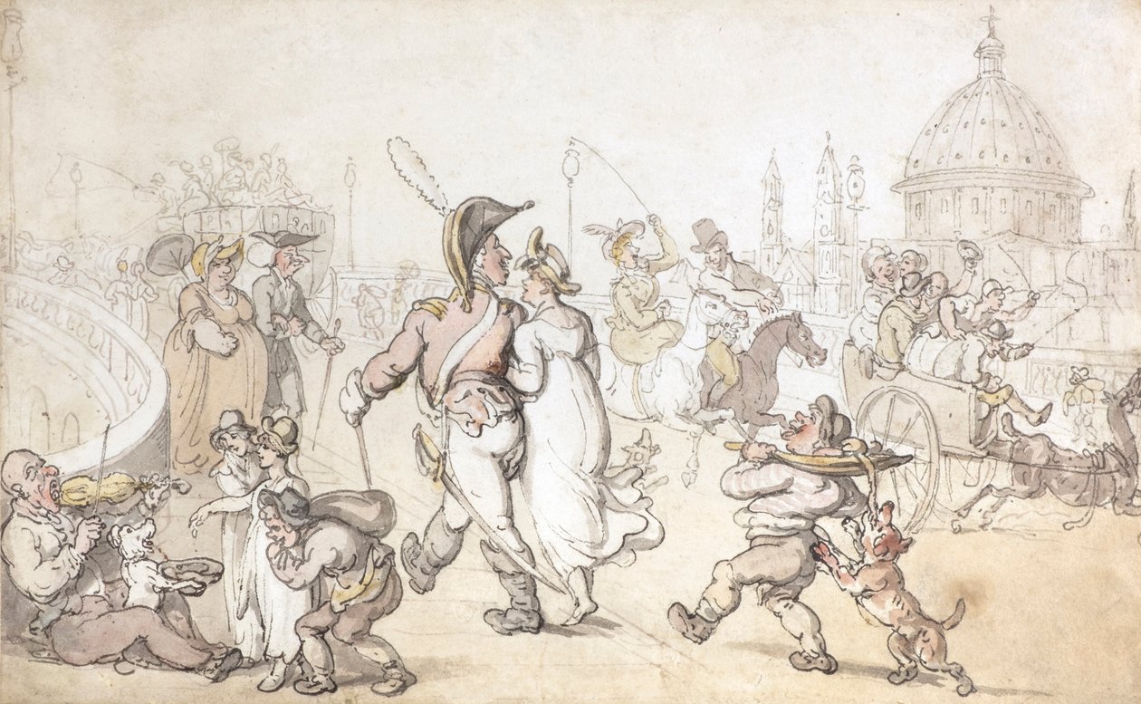 Ponte de Blackfriars (aguarela) de Thomas Rowlandson