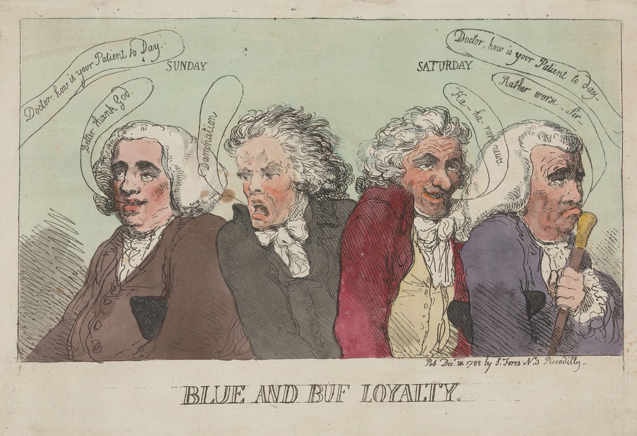 Lealdade aos Blue e aos Buf de Thomas Rowlandson