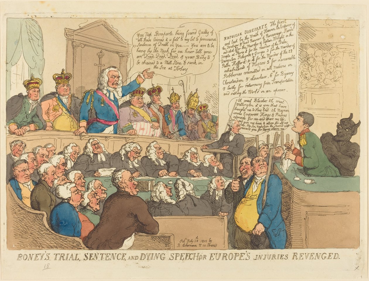 Julgamento, sentença e discurso de morte de Boney de Thomas Rowlandson