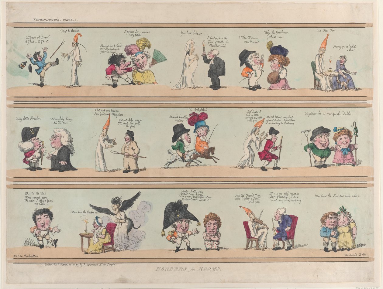 Borders for Rooms, Extravaganzas Plate 1, 28 de março de 1799., 28 de março de 1799. de Thomas Rowlandson