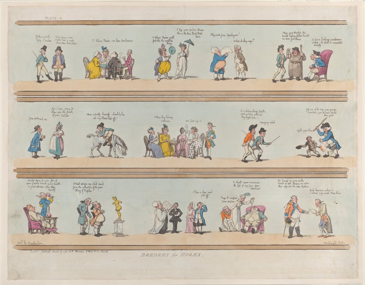 Fronteiras para Salas, Placa 3, 30 de março de 1799., 30 de março de 1799. de Thomas Rowlandson