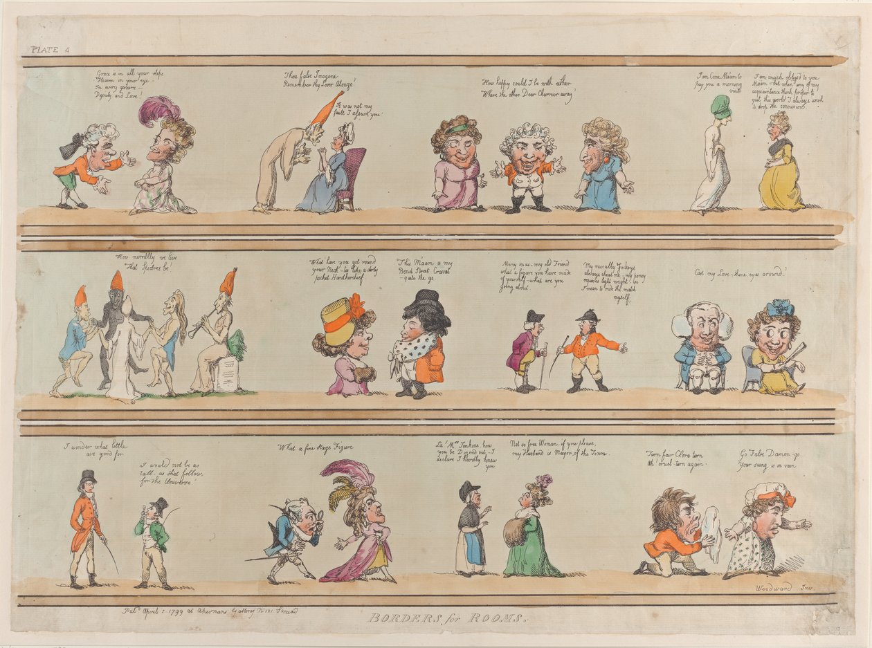 Borders for Rooms, Placa 4, 1º de abril de 1799., 1º de abril de 1799. de Thomas Rowlandson