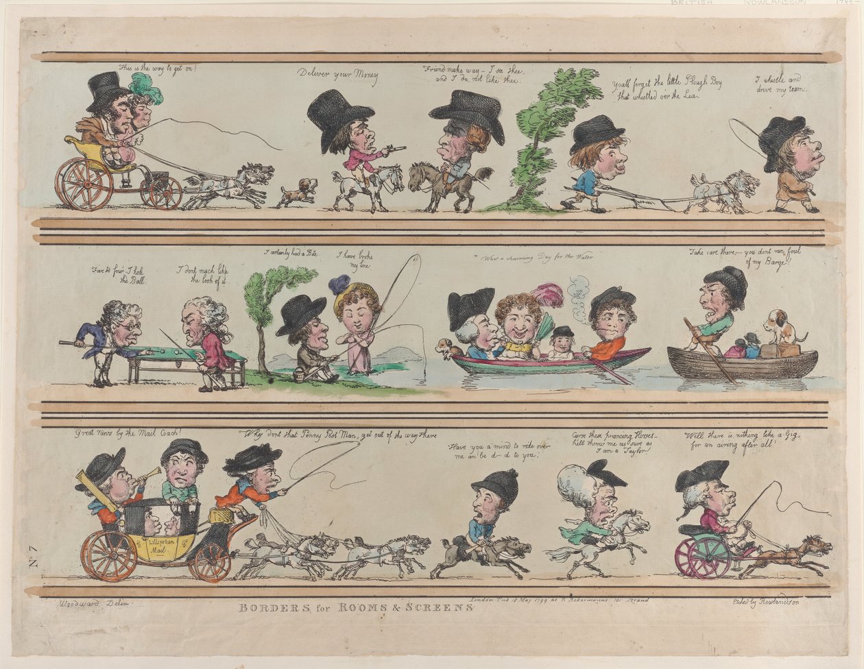Borders for Rooms & Screens, Placa 7, 10 de maio de 1799., 10 de maio de 1799. de Thomas Rowlandson