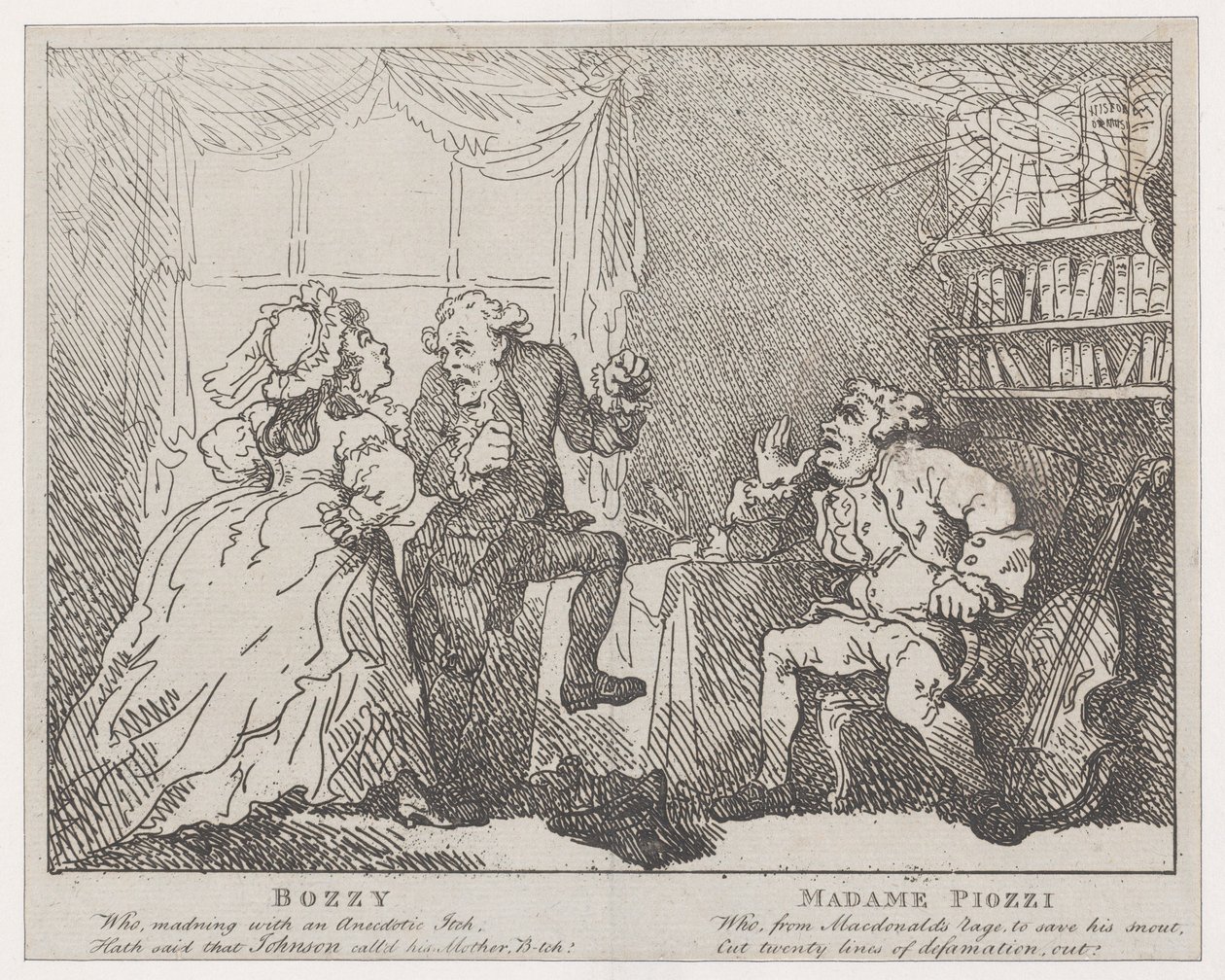Bozzy e Madame Piozzi Frontispício, Bozzy e Piozzi por Peter Pindar, 1780-86., 1780-86. de Thomas Rowlandson