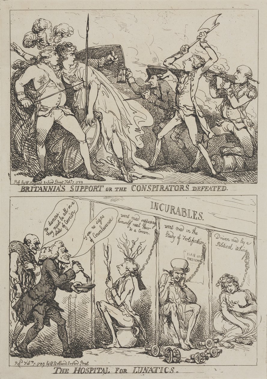 O apoio da Britânia ou a derrota dos conspiradores — O Hospital para Doentes Mentais de Thomas Rowlandson