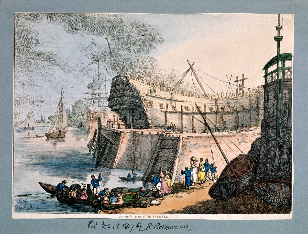 Brunswick Dock, Blackwall, Londres, 1806 de Thomas Rowlandson