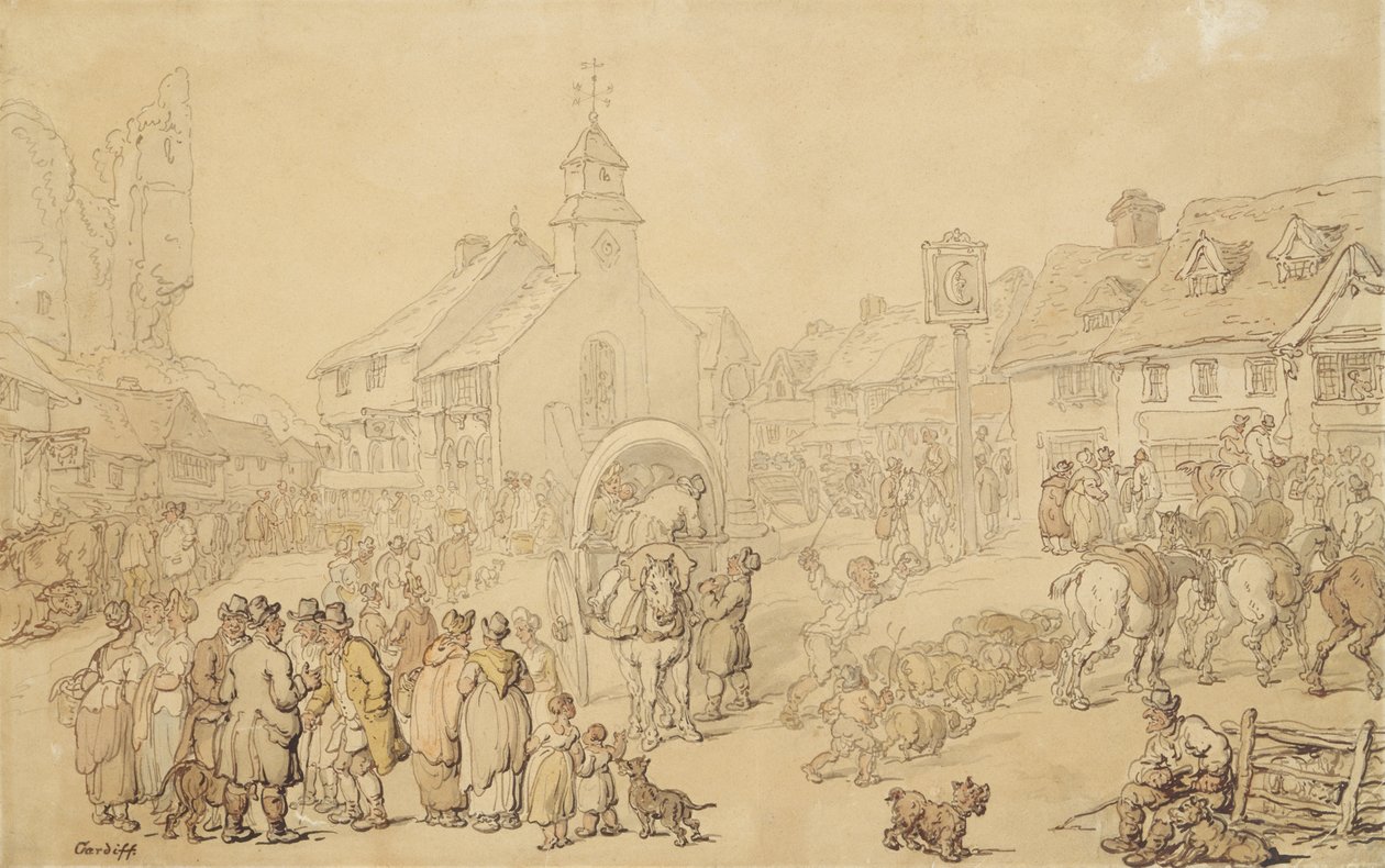 Cardiff (tinta e lavagem sobre papel) de Thomas Rowlandson