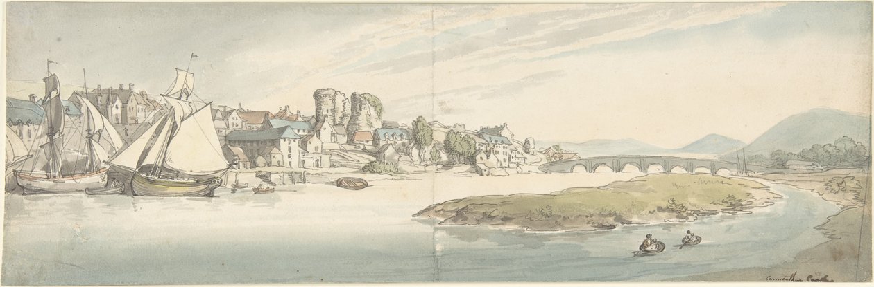 Castelo de Carmarthen, País de Gales de Thomas Rowlandson