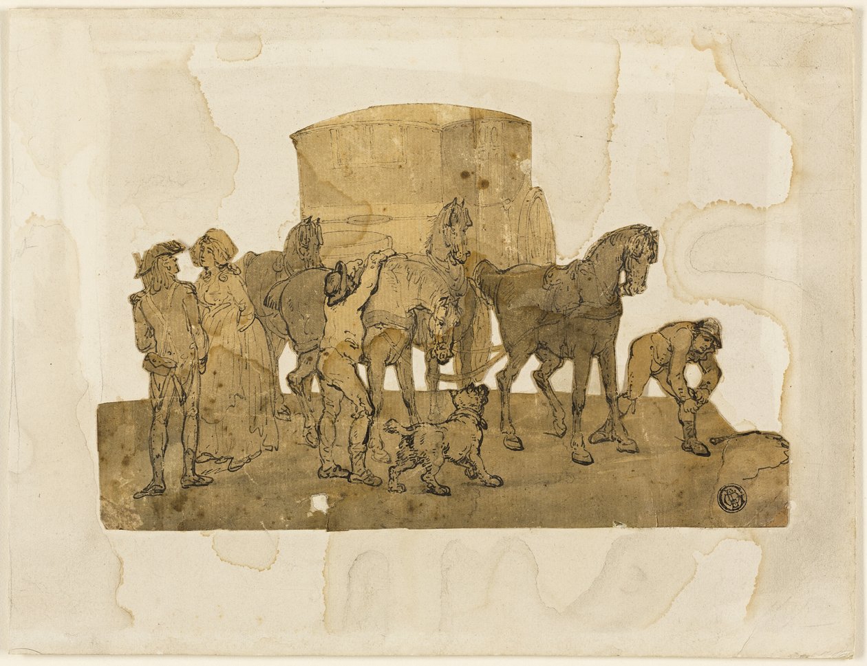 Cavalos de Carruagem e Hostlers de Thomas Rowlandson
