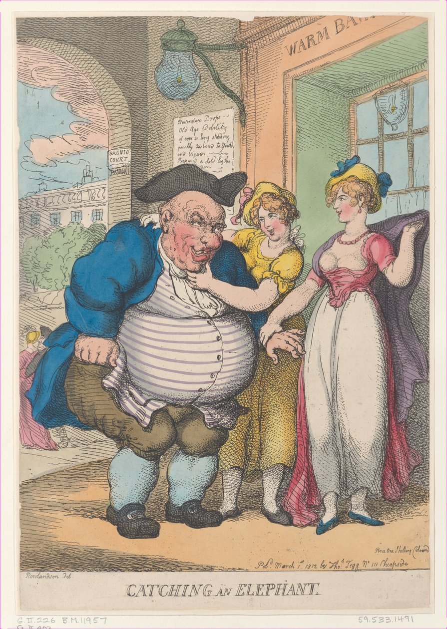 Pegando um elefante, 1 de março de 1812., 1 de março de 1812. de Thomas Rowlandson