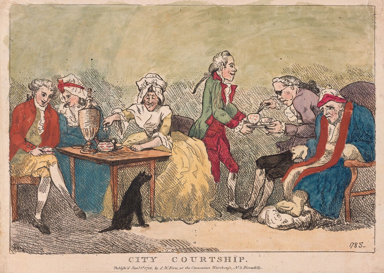 Cidade Courtship, pub. 1786 (gravura colorida à mão) de Thomas Rowlandson